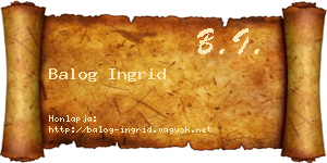 Balog Ingrid névjegykártya