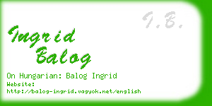 ingrid balog business card